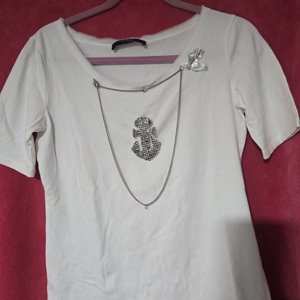 Les Copains White Short Sleeve Tee